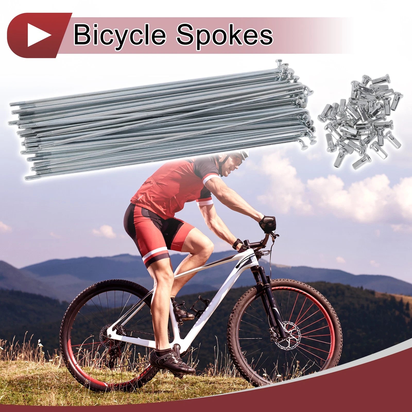 Bicycle Spokes Set 185mm 45 Steel Galvanized for 12G Wheels (1940–1990)