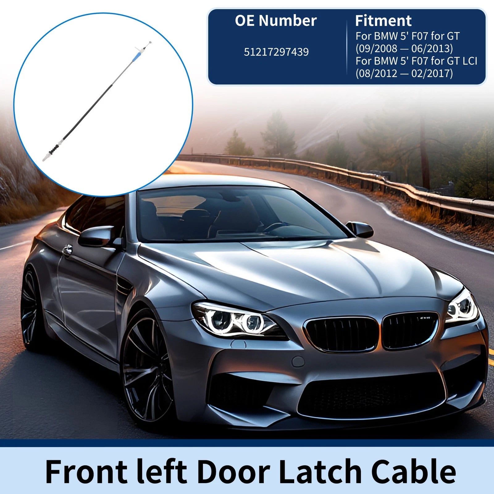 Door Latch Cable Replacement for BMW 5 Series F07 GT Front Left (2009–2013)
