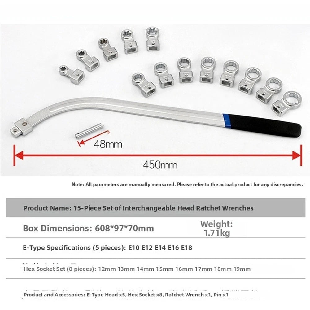 15-Piece Auto Fan Wrench Kit for Tight For Engine Compartment Applications