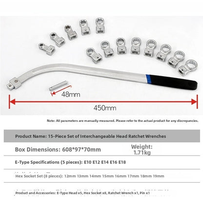 15-Piece Auto Fan Wrench Kit for Tight For Engine Compartment Applications