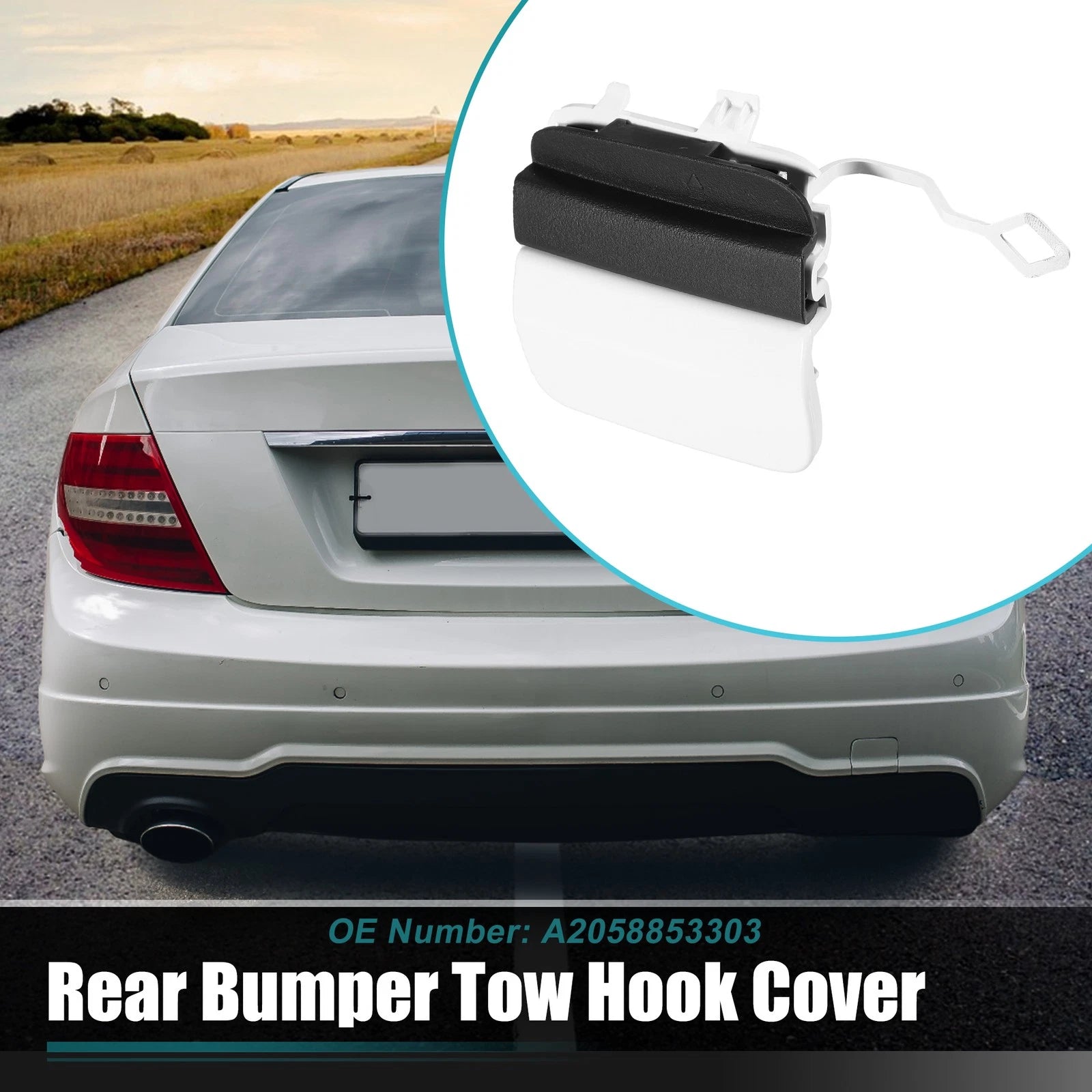 Tow Hook Cover Rear Replacement for Mercedes Benz C-Class (2015–2021)