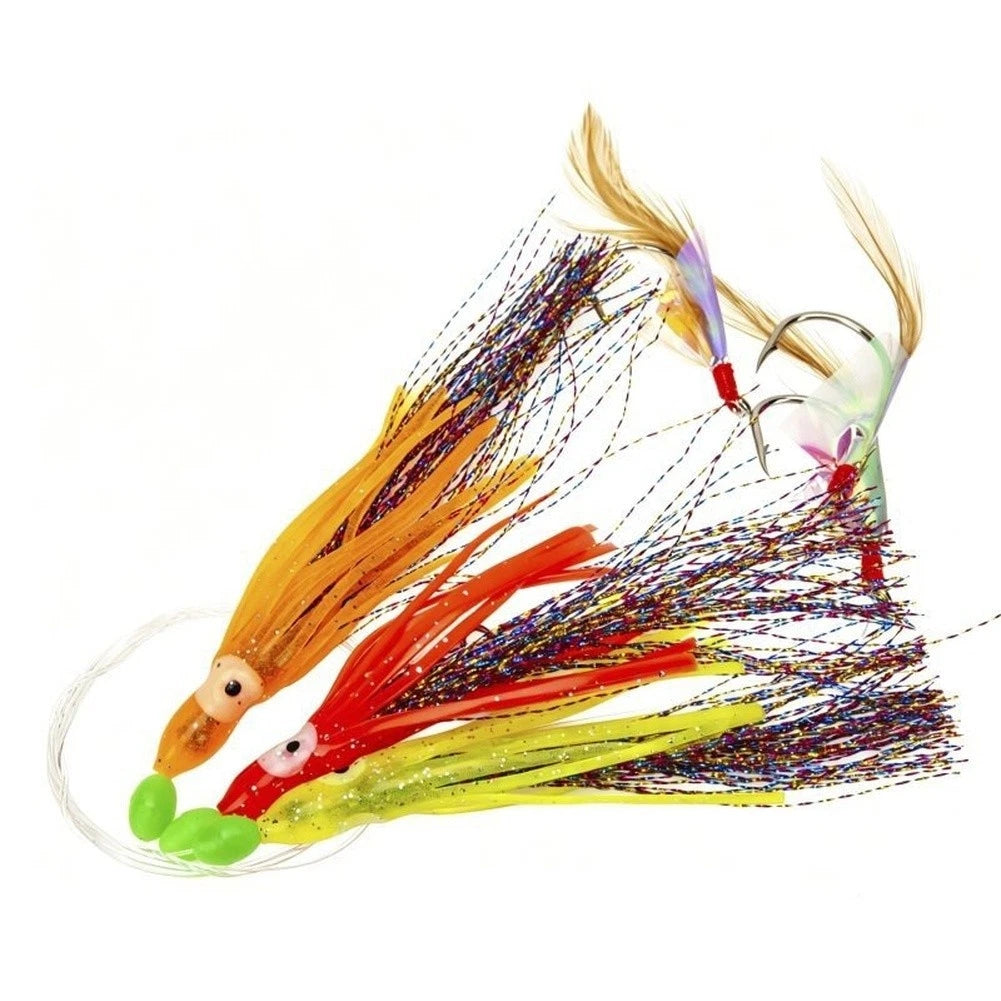 4X Squid Skewer Hooks 4/0 for Saltwater Fishing Cod Seabass