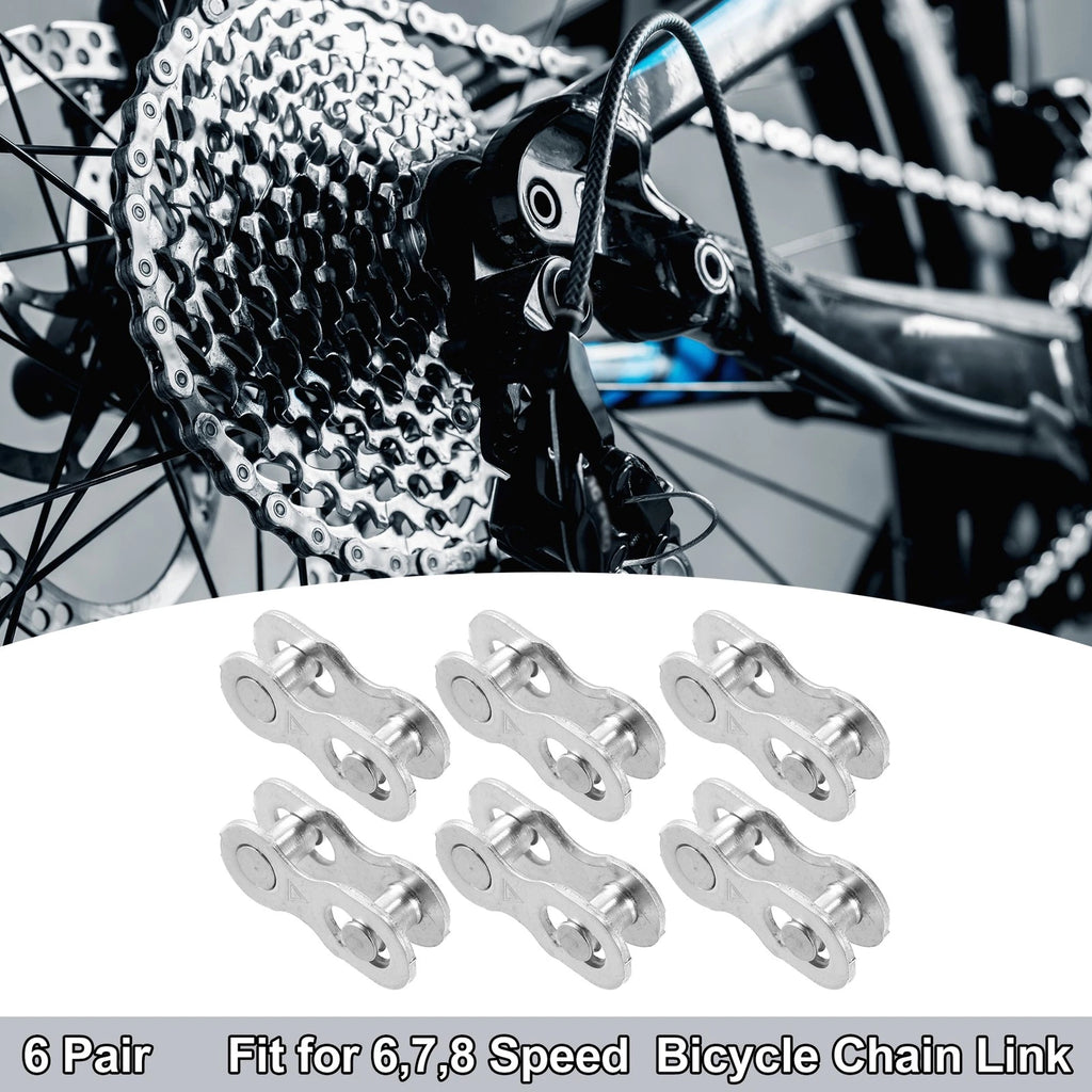 6 Speed Chain Master Link Connectors Pair for Bike Bicycle Silver Tone (1)