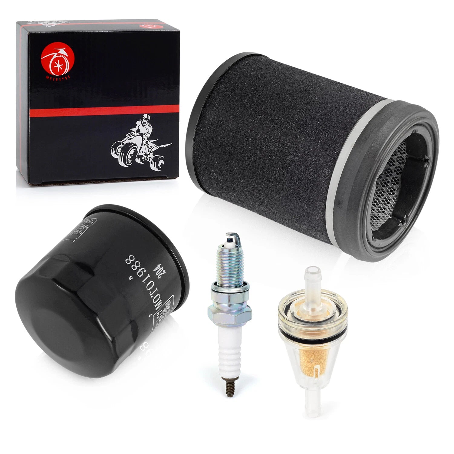 Air Filter, Oil Filter, Spark Plug Set for Kawasaki KVF360 Prairie 360 (2003–2013)