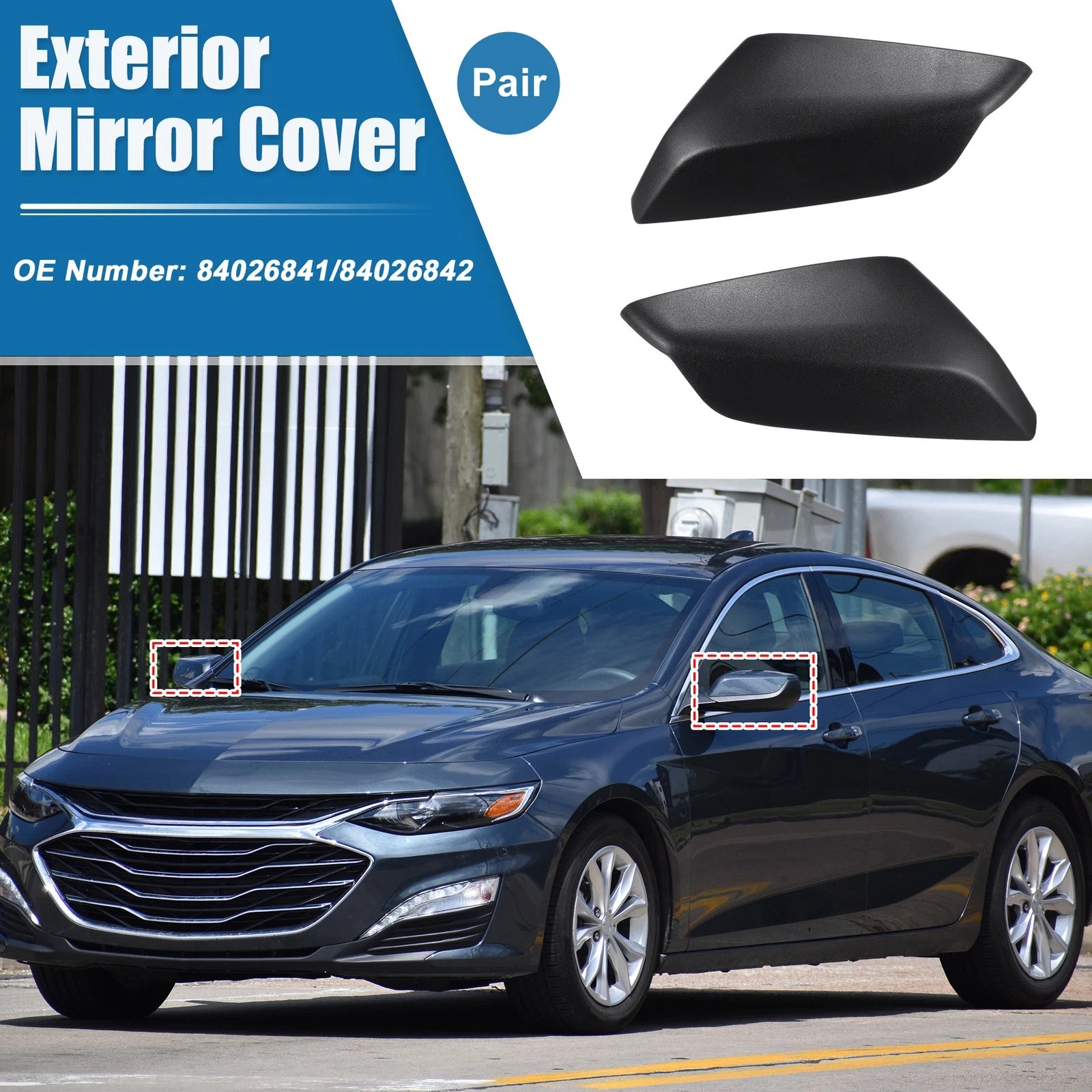 Rear Mirror Cover Pair Replacement for Chevrolet Malibu (2016–2021)