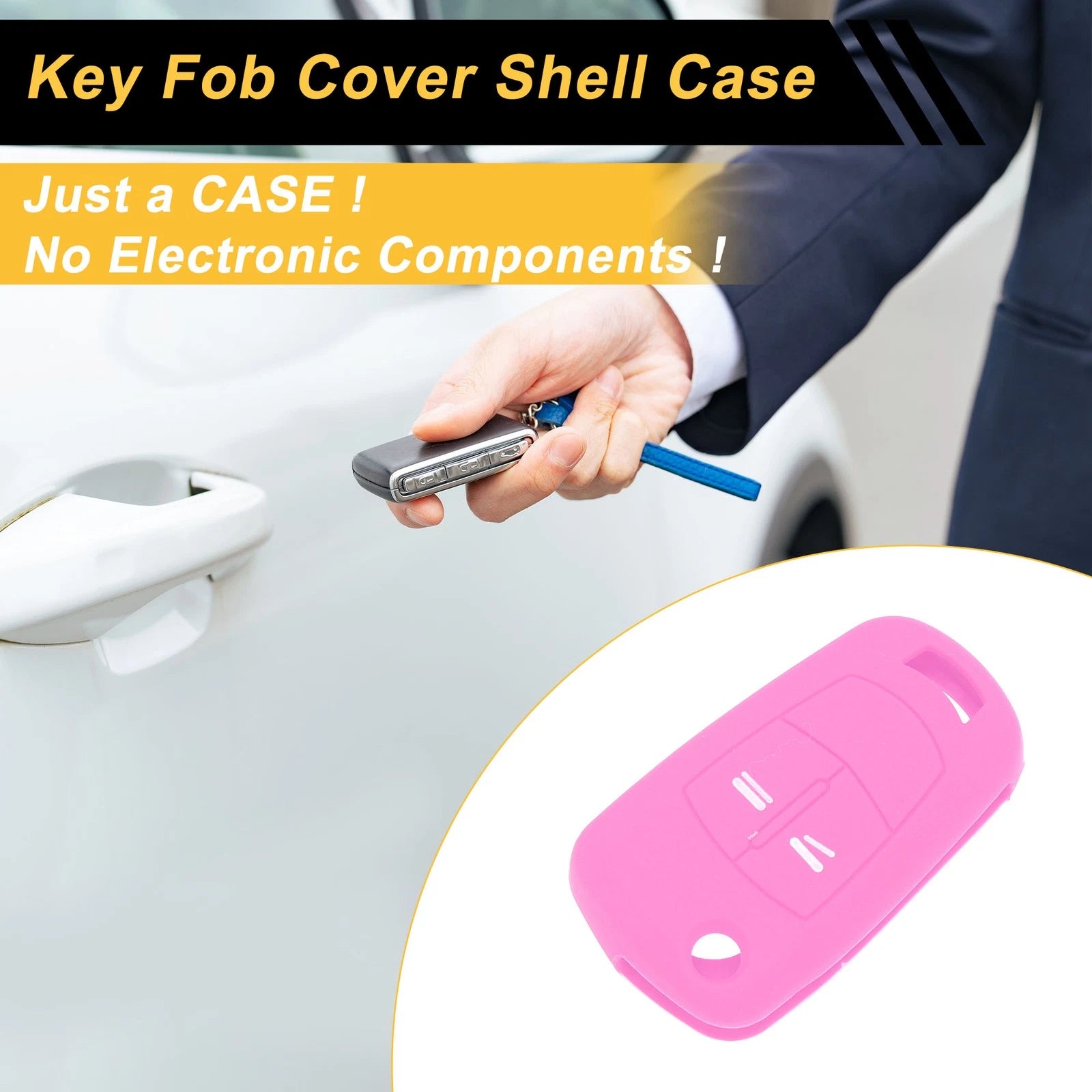 Pink Silicone Key Case for Opel Corsa D (2006–2014) - 2 Buttons
