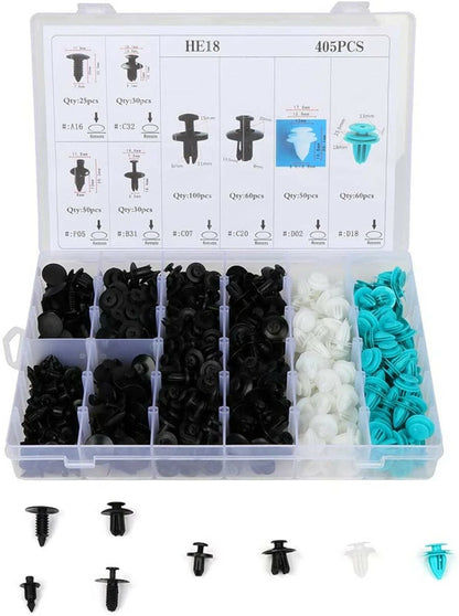 405 Pcs Plastic Fastener Rivet Push Pin Clips for Car Vehicle