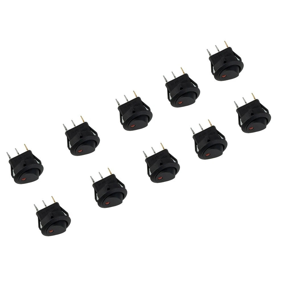 10pcs Dot LED Rocker Toggle Switch for Car Boat (12V)
