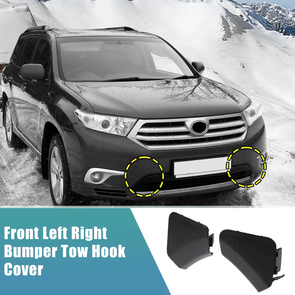 Front Bumper Tow Hook Cover Pair Unpainted for Toyota Highlander (2010–2020)