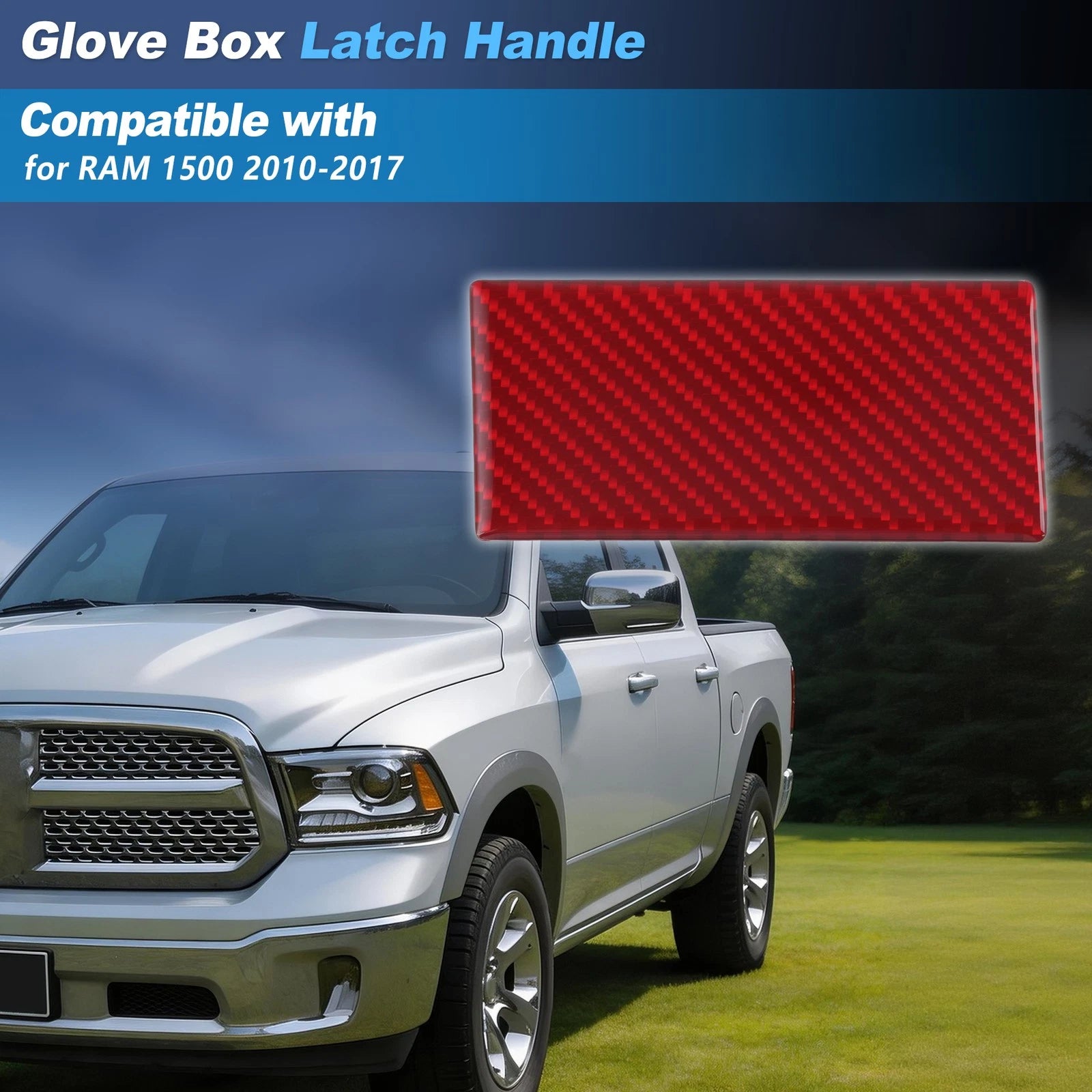 Glove Box Latch for RAM 1500 (2010–2017) Carbon Fiber Red Plastic