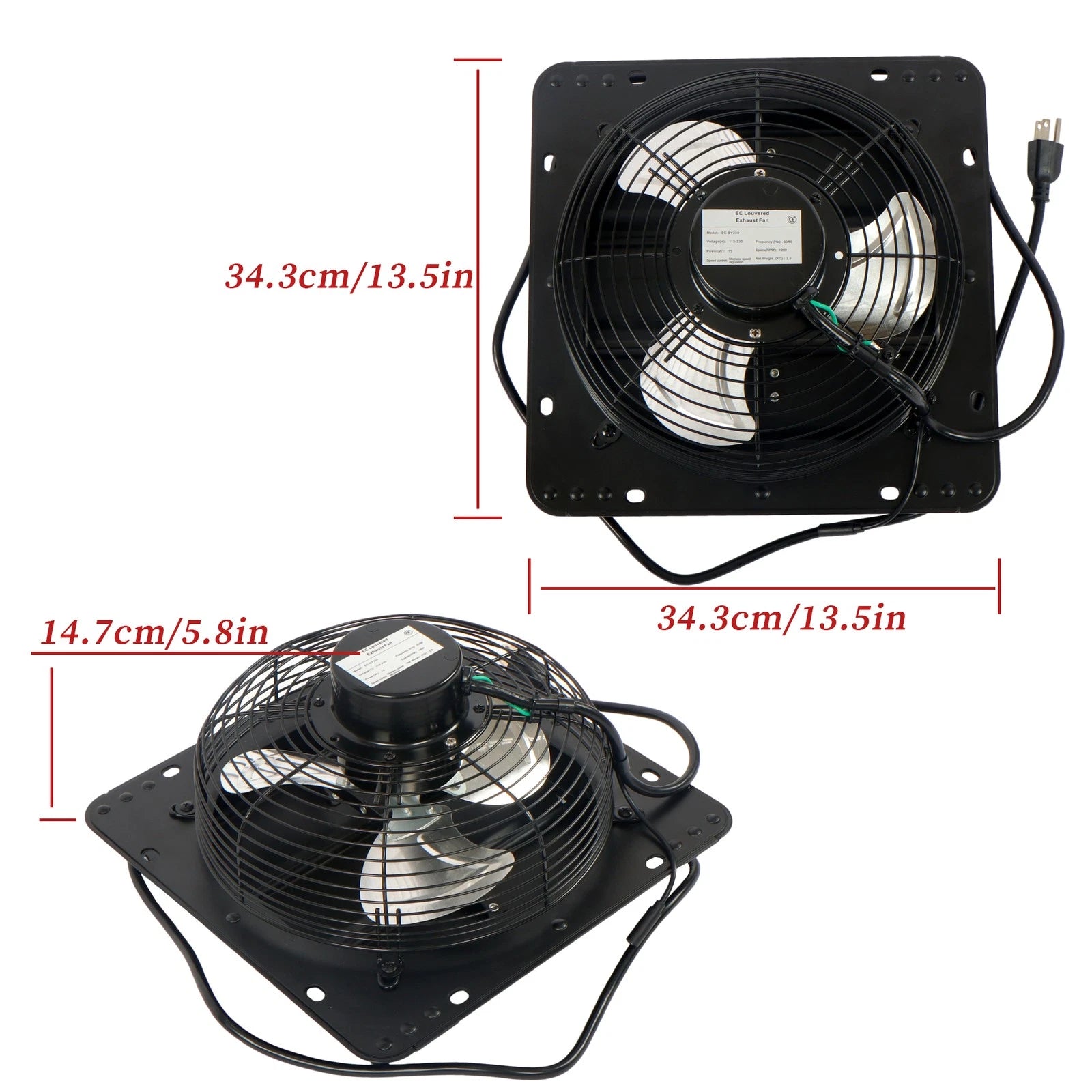 10'' Shutter Exhaust Fan for Wall-Mount (Remote Control, 5.6FT Cord)