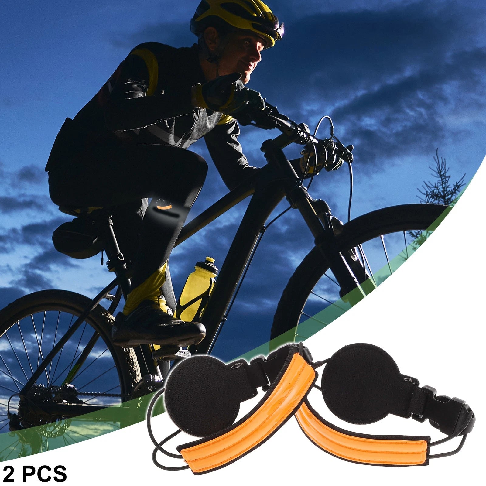 Reflective Bicycle Trouser Clips Adjustable Cycling Bands for Orange (2 Pack)