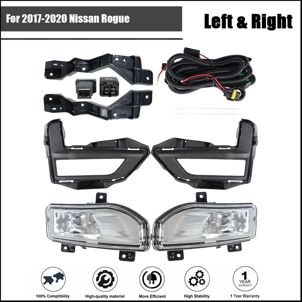 Fog Light Assembly with Switch Bezel for Nissan Rogue S (2017–2020)