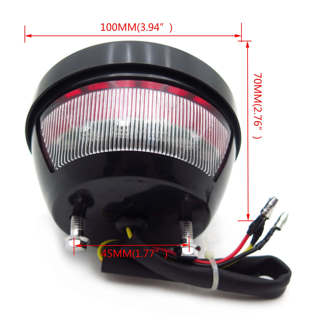 LED Tail Brake Light Grille for HTTMT Motorcycle (Ribbed, Black Plastic)