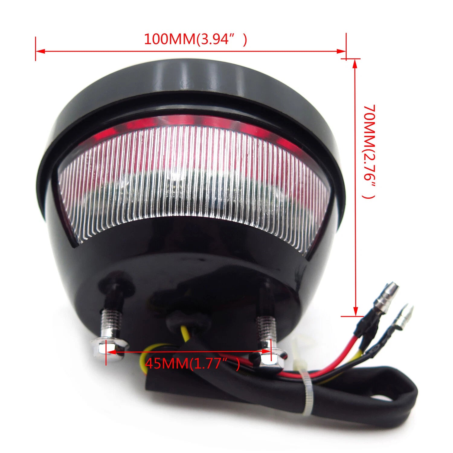 LED Tail Brake Light Grille for HTTMT Motorcycle (Ribbed, Black Plastic)