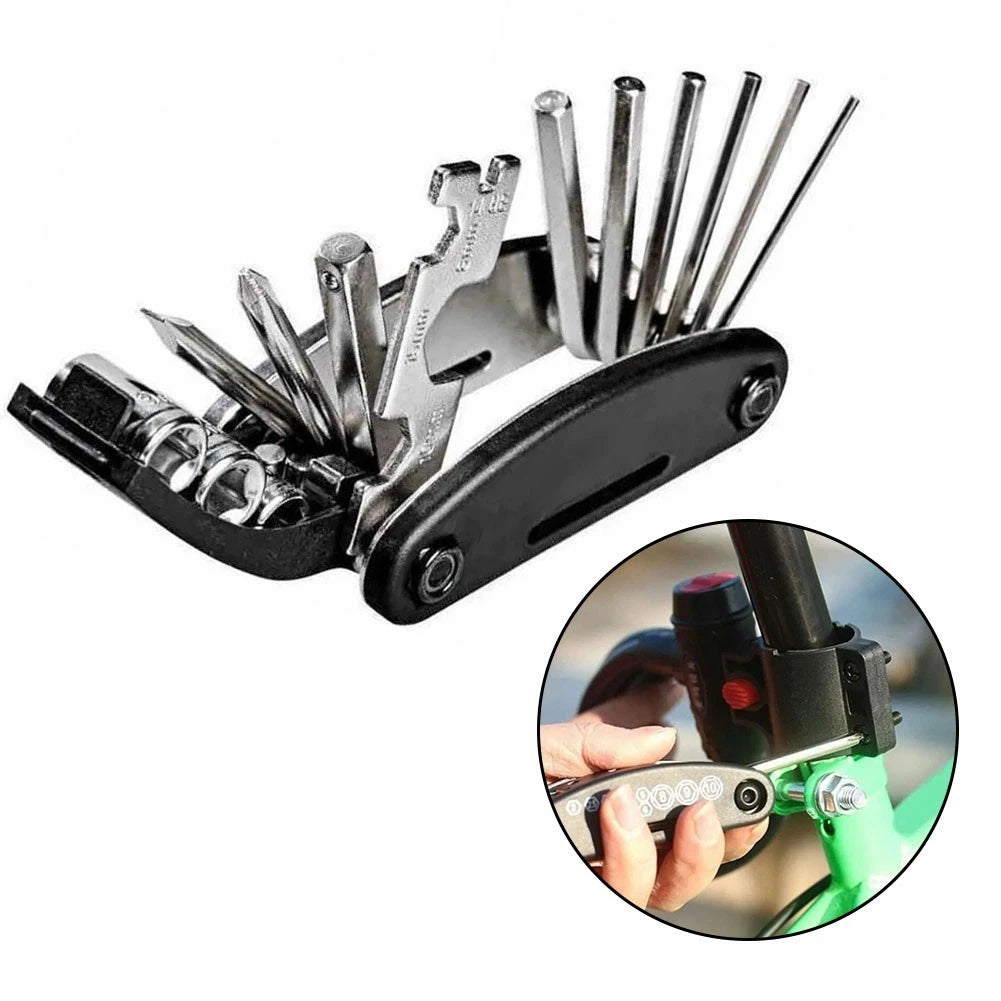 1pc 16-in-1 Folding Bicycle Repair Tool for Multi Function Bike