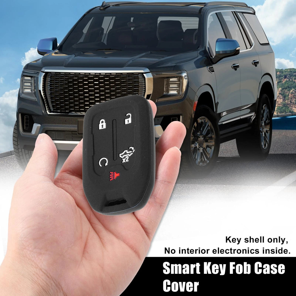 Smart Key Fob Case Cover 2 Pcs for Chevrolet Silverado 2019–2022 Black