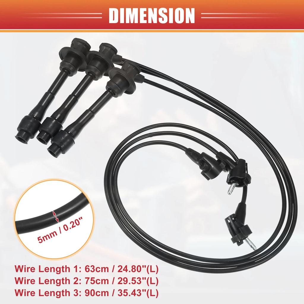 3PC Ignition Coil Spark Plug Wire Cable Replacement for Lexus ES300 (1997–2001)