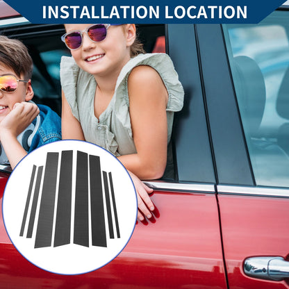 Pillar Window Trim Covers Kit for Toyota RAV4 (2013–2018) Black Carbon