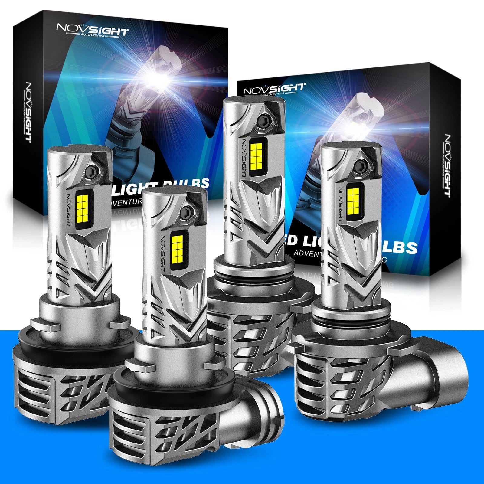 2X 9005 + H11 LED Headlight Bulbs for NOVSIGHT Conversion Kit (High/Low Beam)