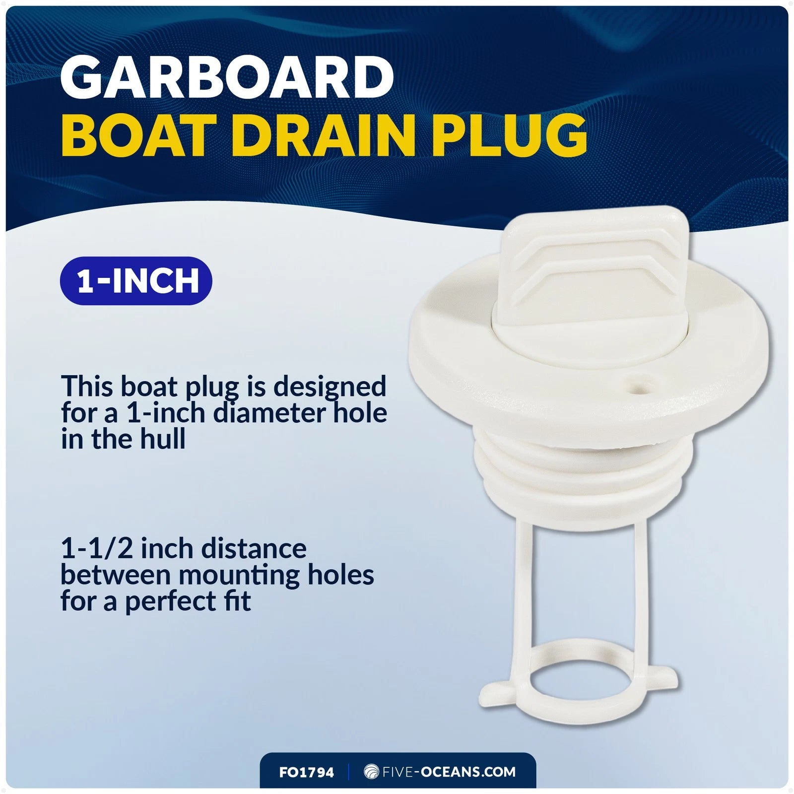 Captive Garboard Drain Plug for 1-Inch Transom Hole (FO1794)