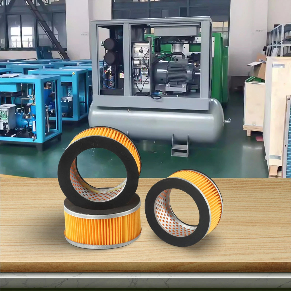 3pcs Yellow Cylinder Air Compressor Element Filters for