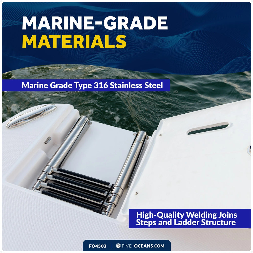 4 Step Telescoping Boat Ladder for Over Platform Use
