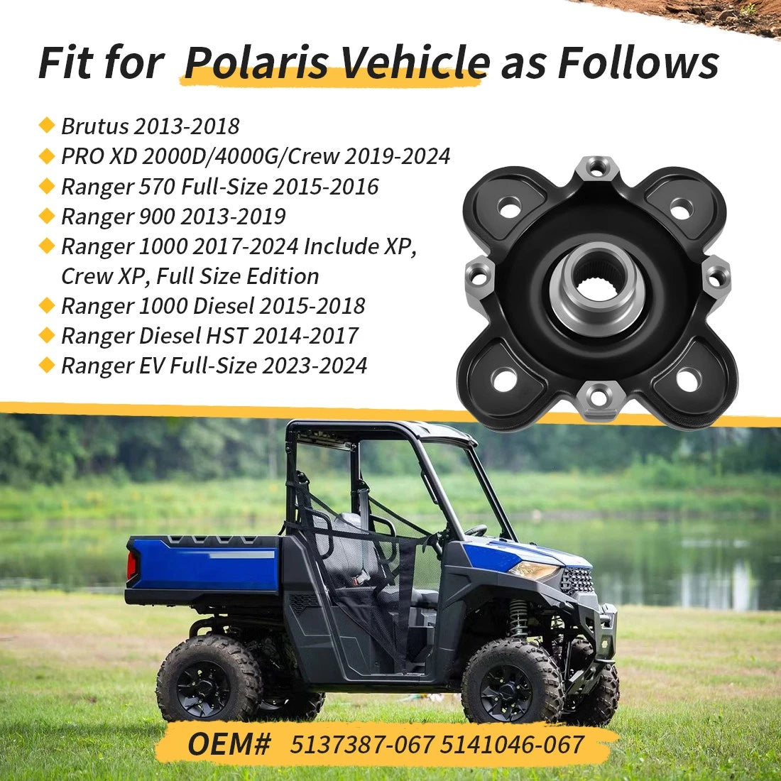 Front Wheel Hub for Polaris Ranger Diesel (2014–2018)