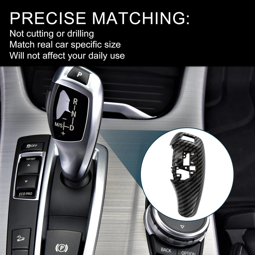 Gear Shift Knob Button Cover Replacement for BMW 1 Series Carbon Fiber Black (2017–2020)