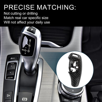 Gear Shift Knob Button Cover Replacement for BMW 1 Series Carbon Fiber Black (2017–2020)