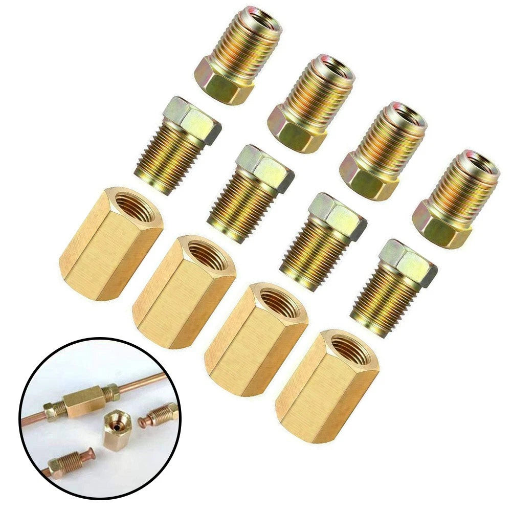 12Pcs Brake Line Repair Female Unions & Inverted Nuts for