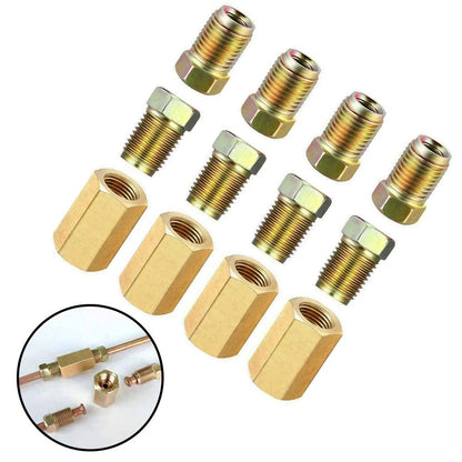 12Pcs Brake Line Repair Female Unions & Inverted Nuts for