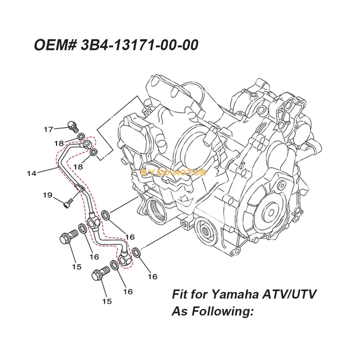 Oil Pump Line Delivery Pipe for Yamaha Grizzly 550 700, Rhino, Viking, Kodiak 700 (2007–2020)