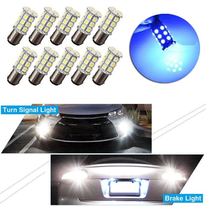 10X BA15D 27SMD LED Light Bulbs for RV Marine Boat Trailer (Blue)