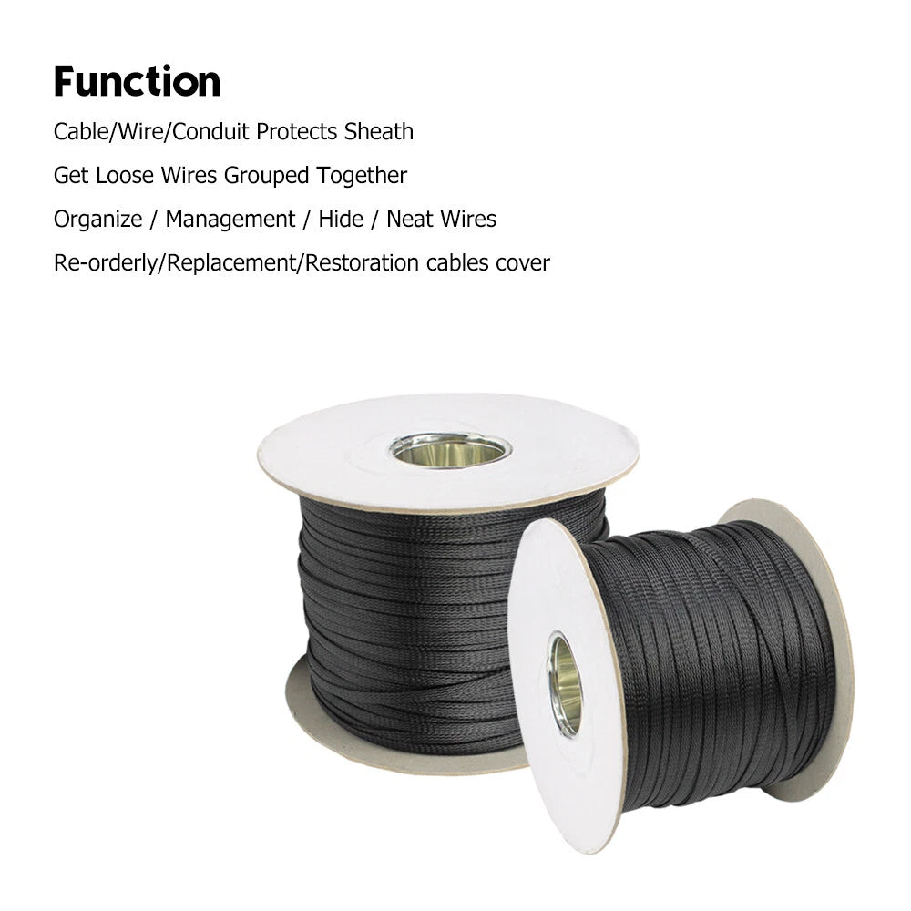 Braided Cable Sleeve Wrap for Automotive Wiring (150% Expandable)