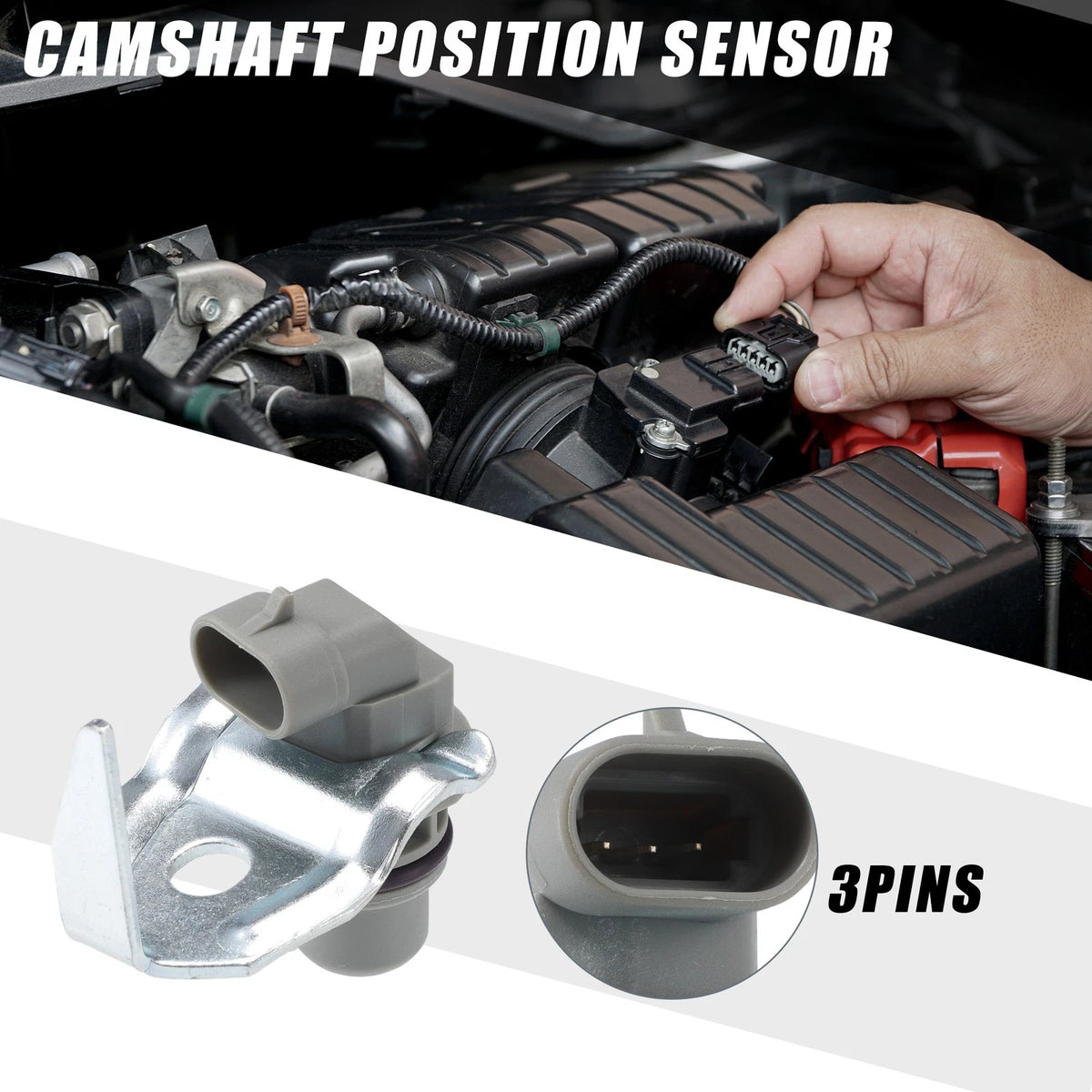 Camshaft Position Sensor for Ford E-350 7.3L (2008–2010) ABS Gray Silver