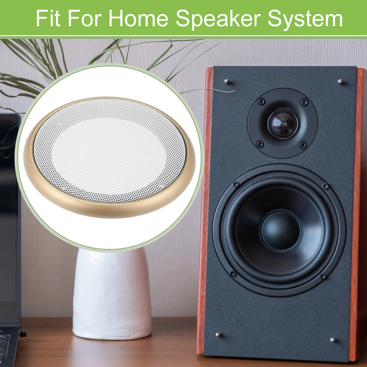Set of 4" Speaker Grill Covers for Car Subwoofer (Universal) - Gold Tone White