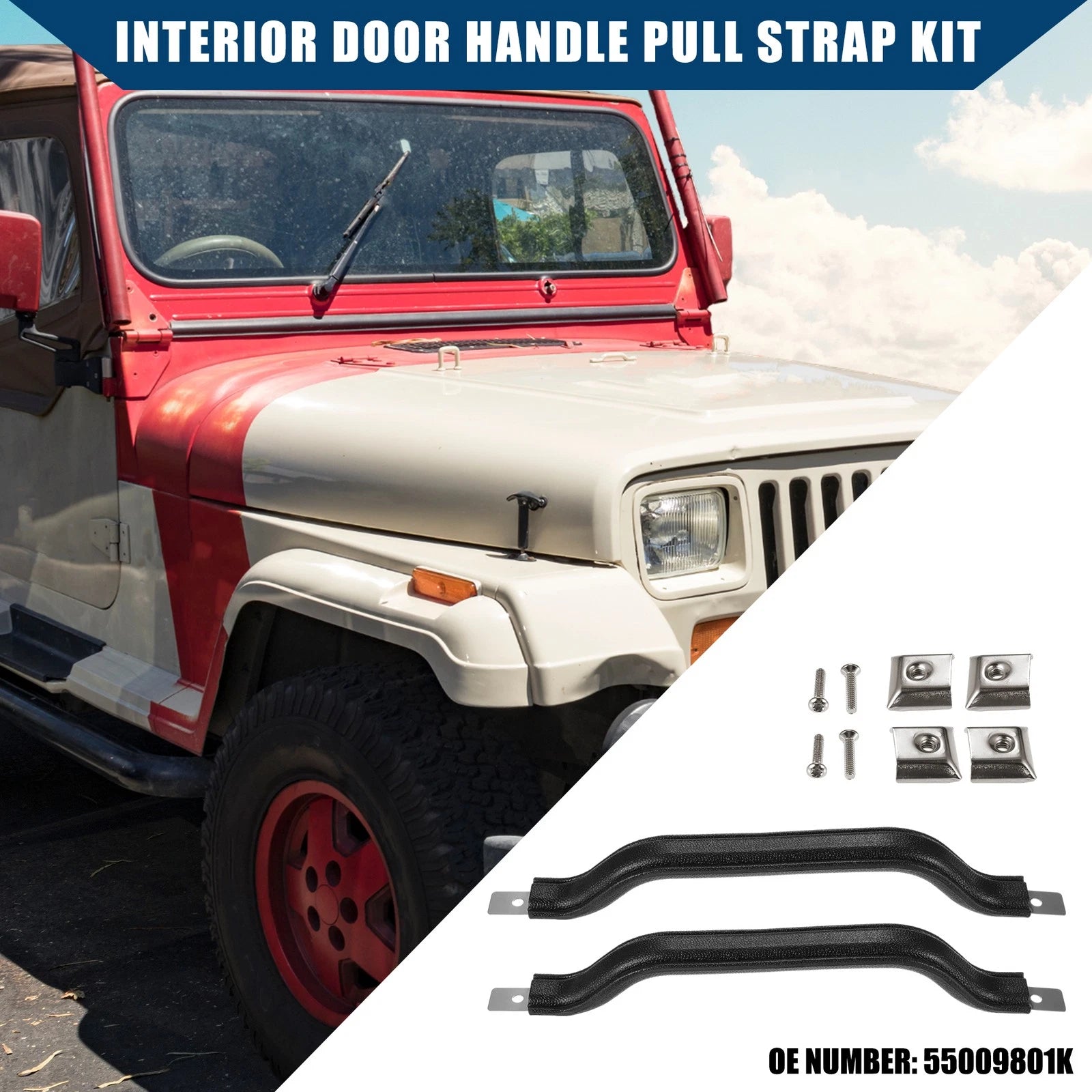 Interior Door Handle Pull Strap Kit for Jeep Wrangler (2007–2018)