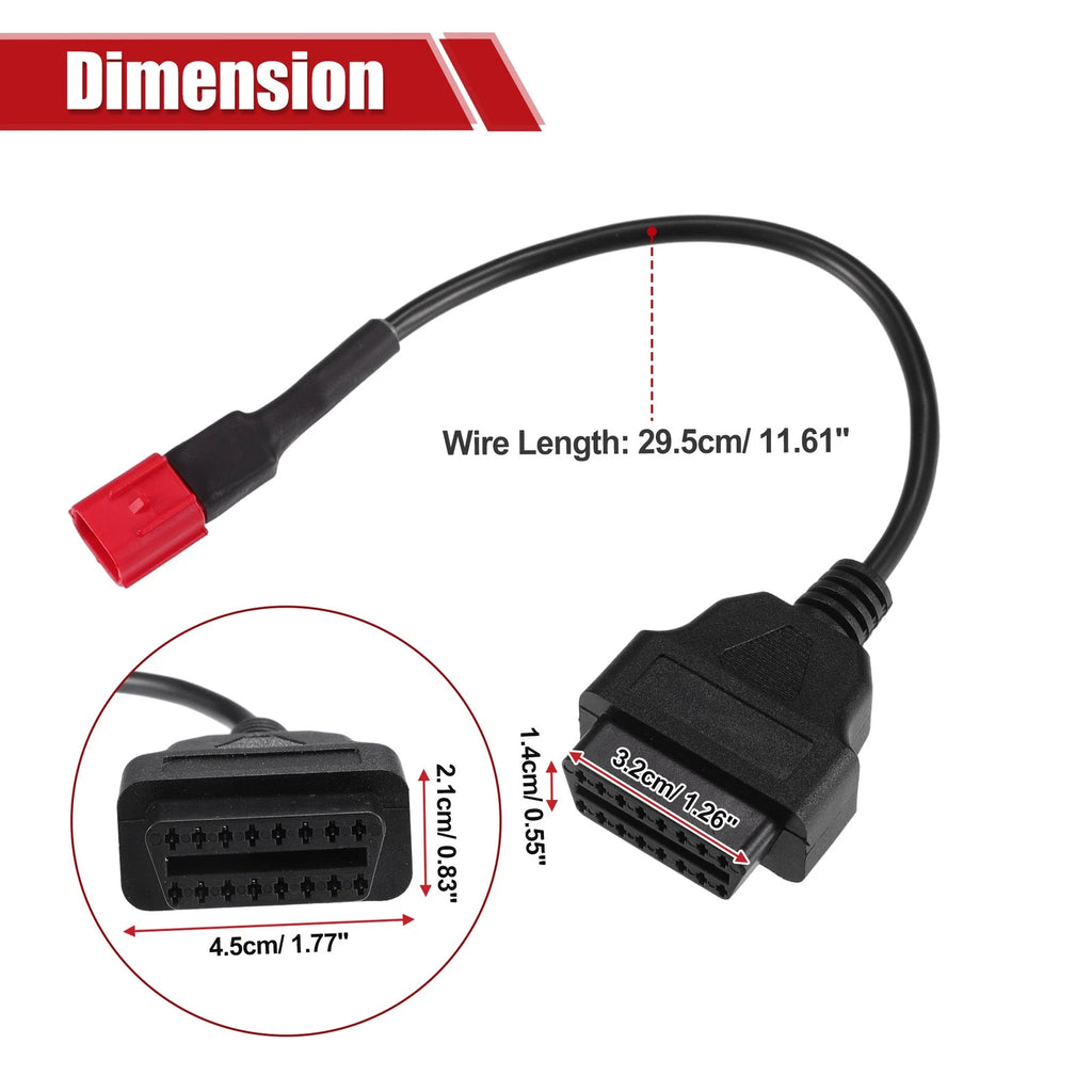OBD2 Adapter Cable Replacement for Motorcycle for Kawasaki Suzuki Guzzi (2013–2024)