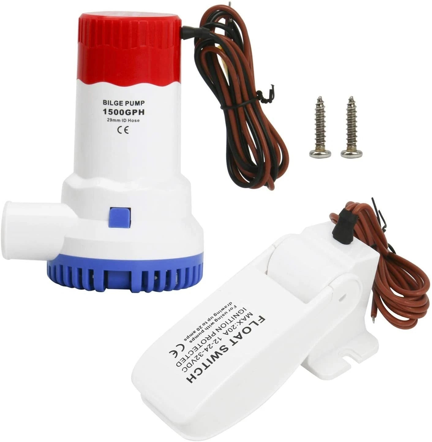 1500GPH 12V Electric Bilge Pump & Float Switch for Boat