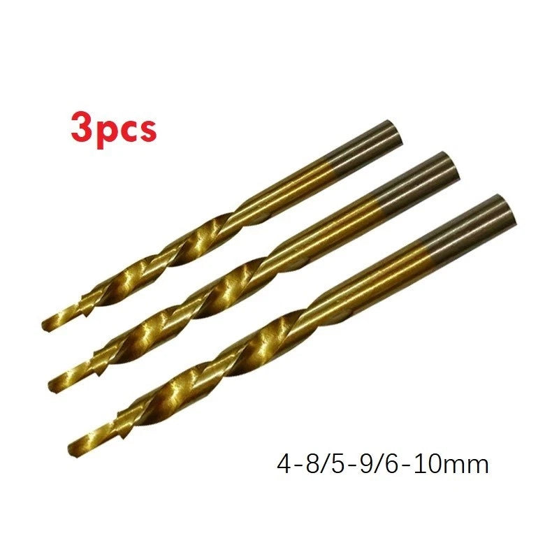 3Pcs HSS Drill Bits 8-4mm/9-5mm/10-6mm for Automotive Use