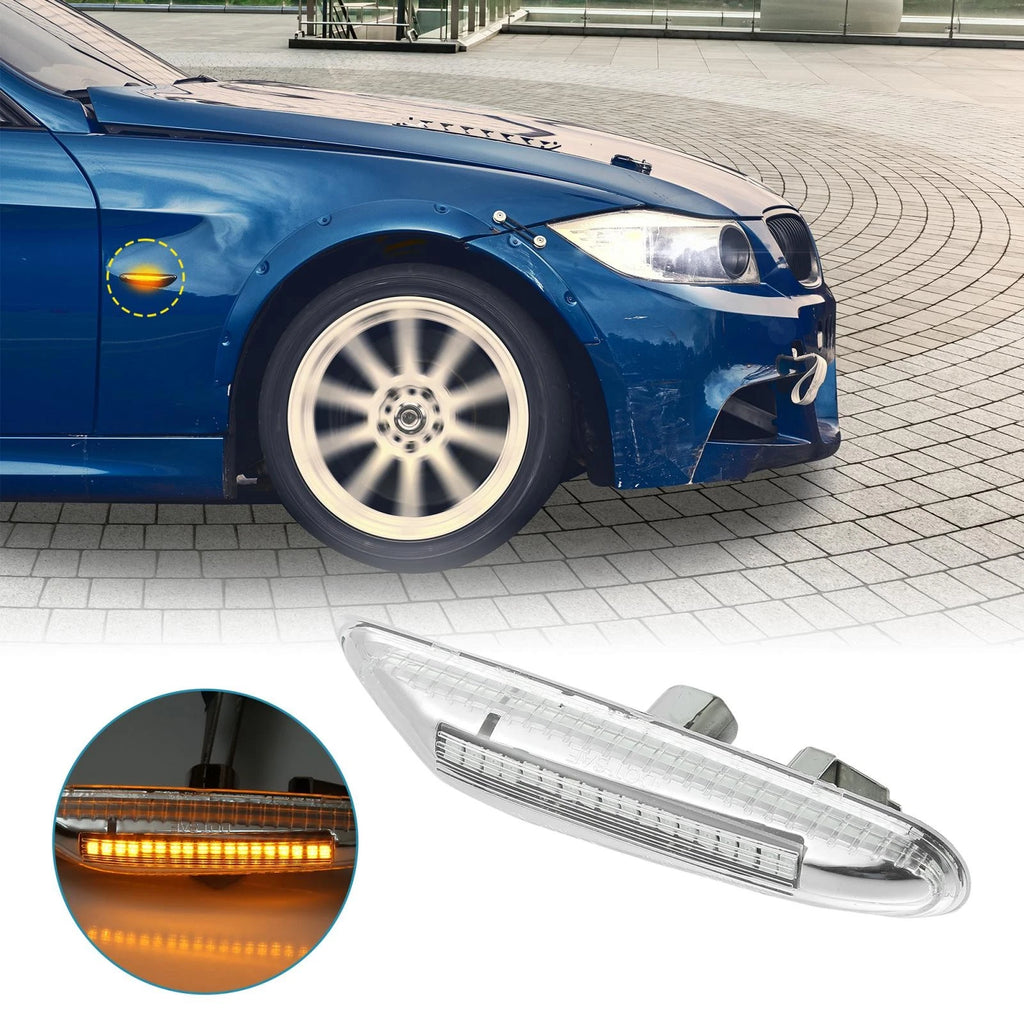 2X LED Side Marker Turn Signal Lights Yellow for BMW E46 E60 (1998–2010)