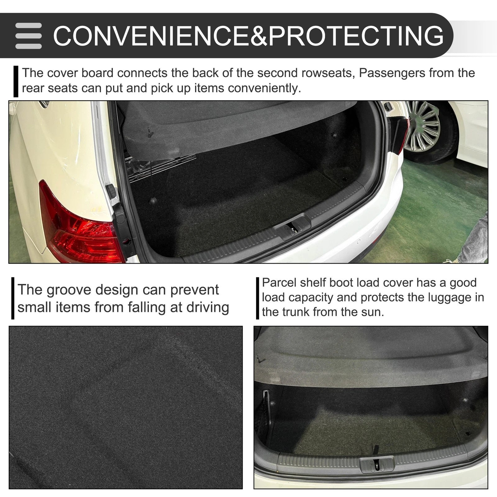 Rear Parcel Shelf Boot Load Cover Replacement for Audi Q5 (2009–2018) Black