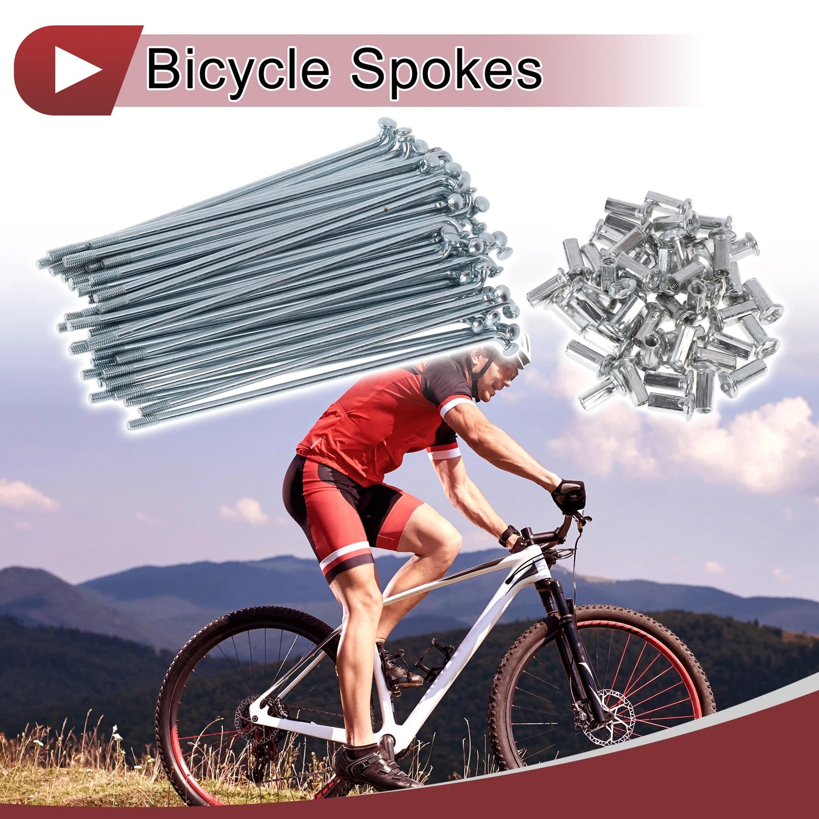 Bicycle Spokes Replacement Set 120mm for 10G Wheel (Carbon Steel)