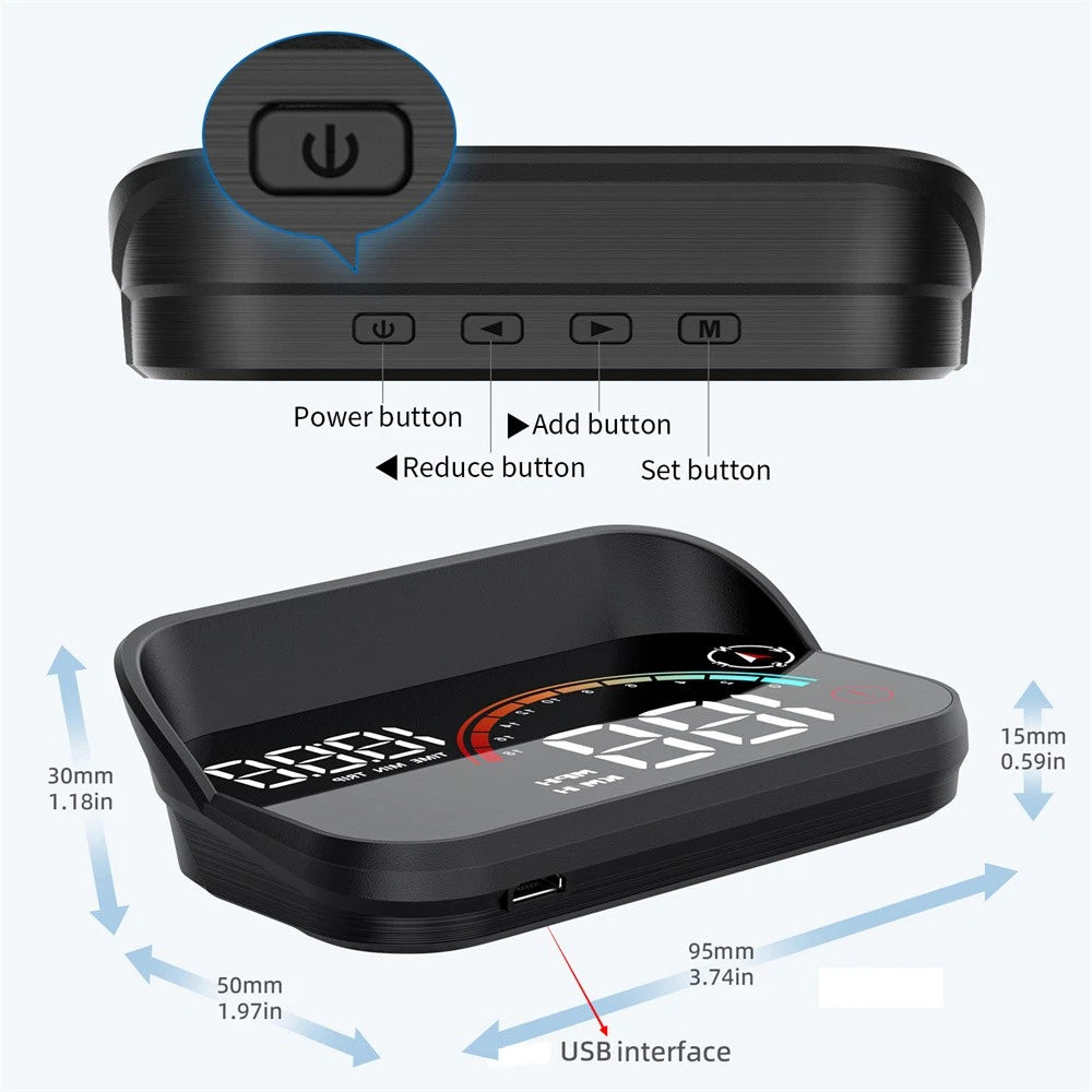 Universal Digital Speedometer HD GPS Car HUD Head Up Display MPH Overspeed Alarm