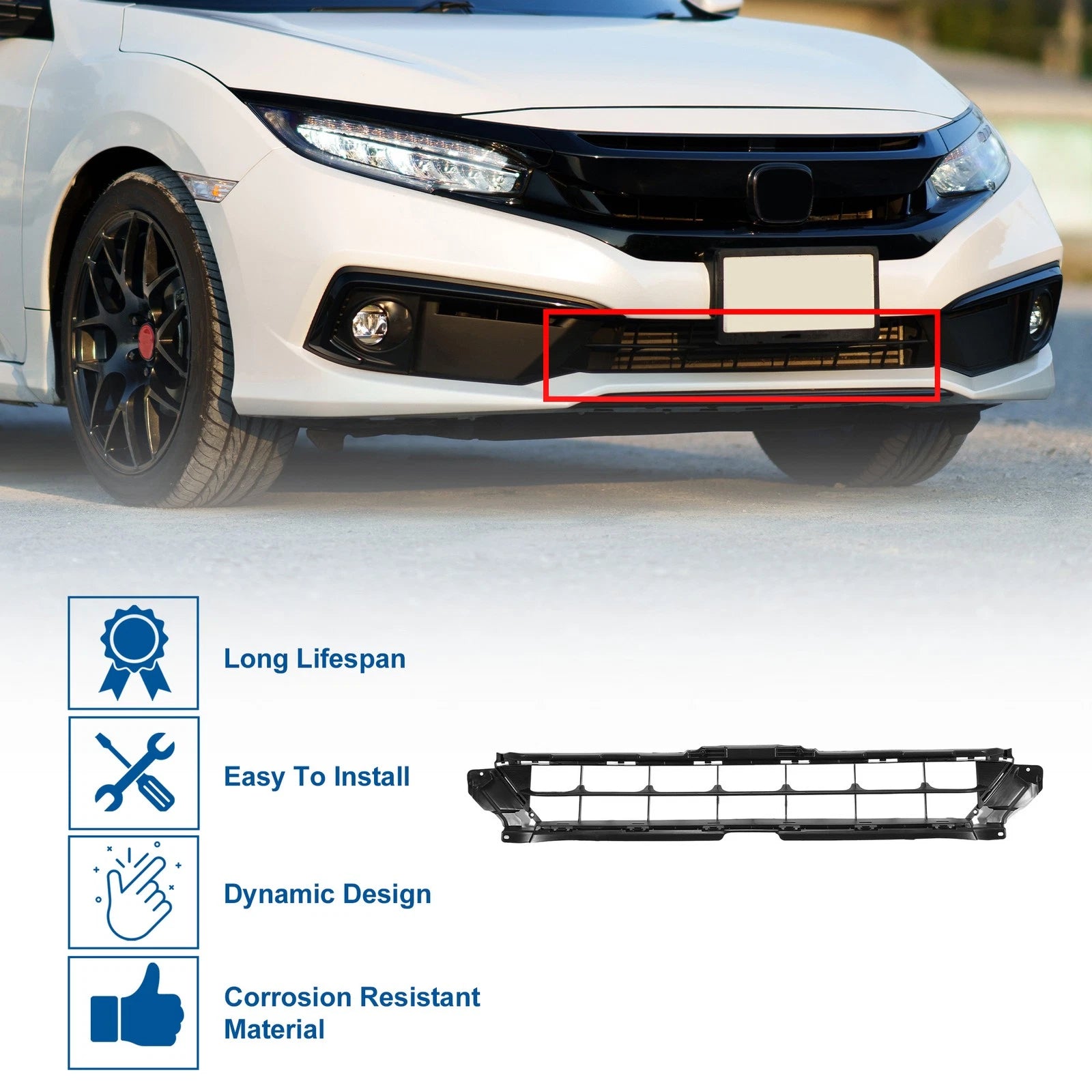 Front Hood Bumper Grille Grill for Honda Civic (2019–2019)