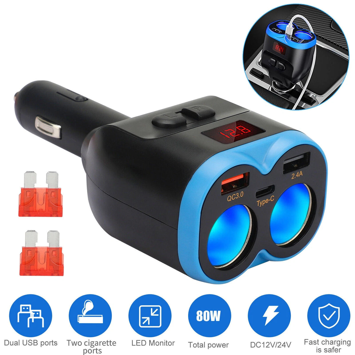 Dual USB Car Charger Adapter for Universal Vehicles (12V/24V)