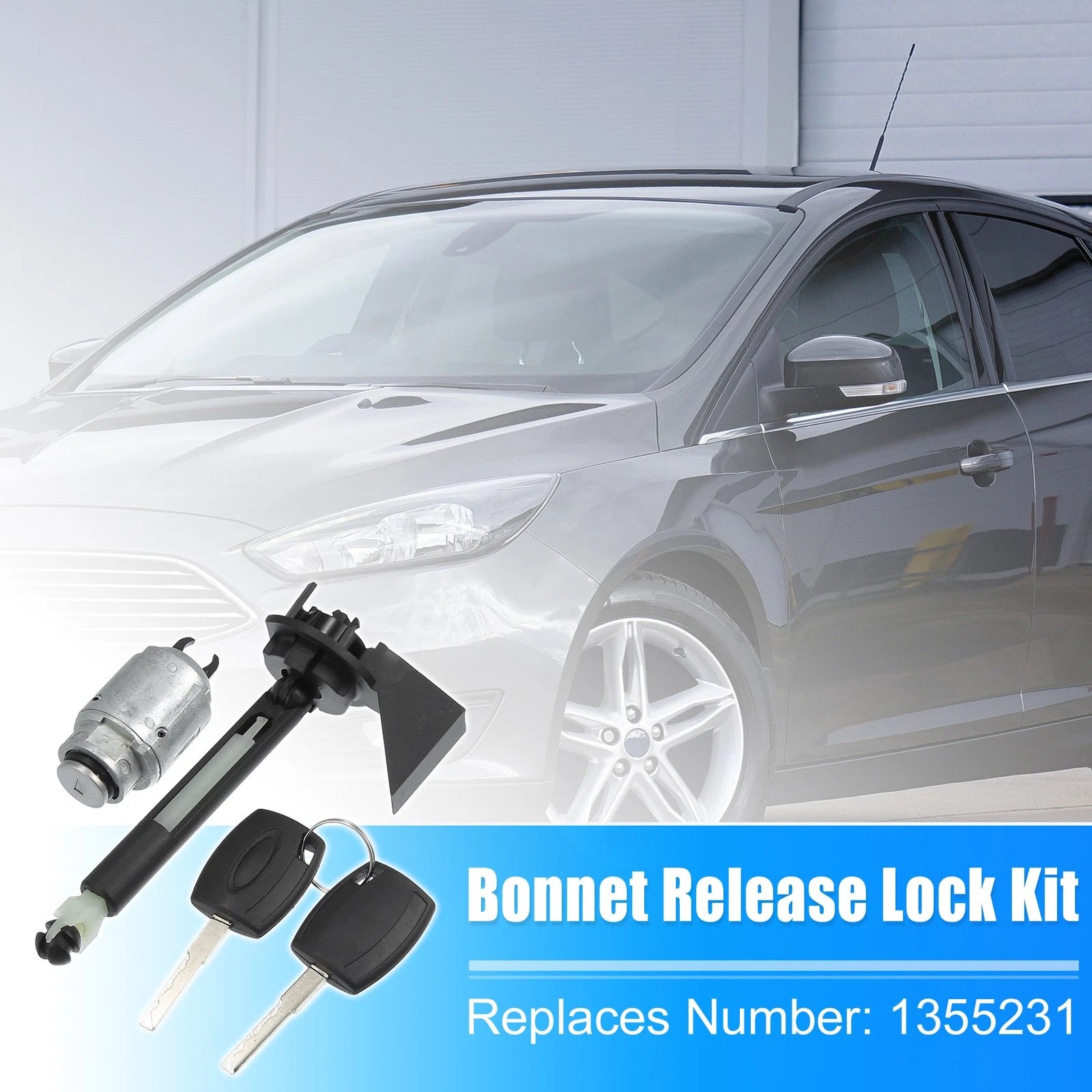 Bonnet Release Lock Kit with Latch and 2 Keys for Ford Focus (2004–2012)