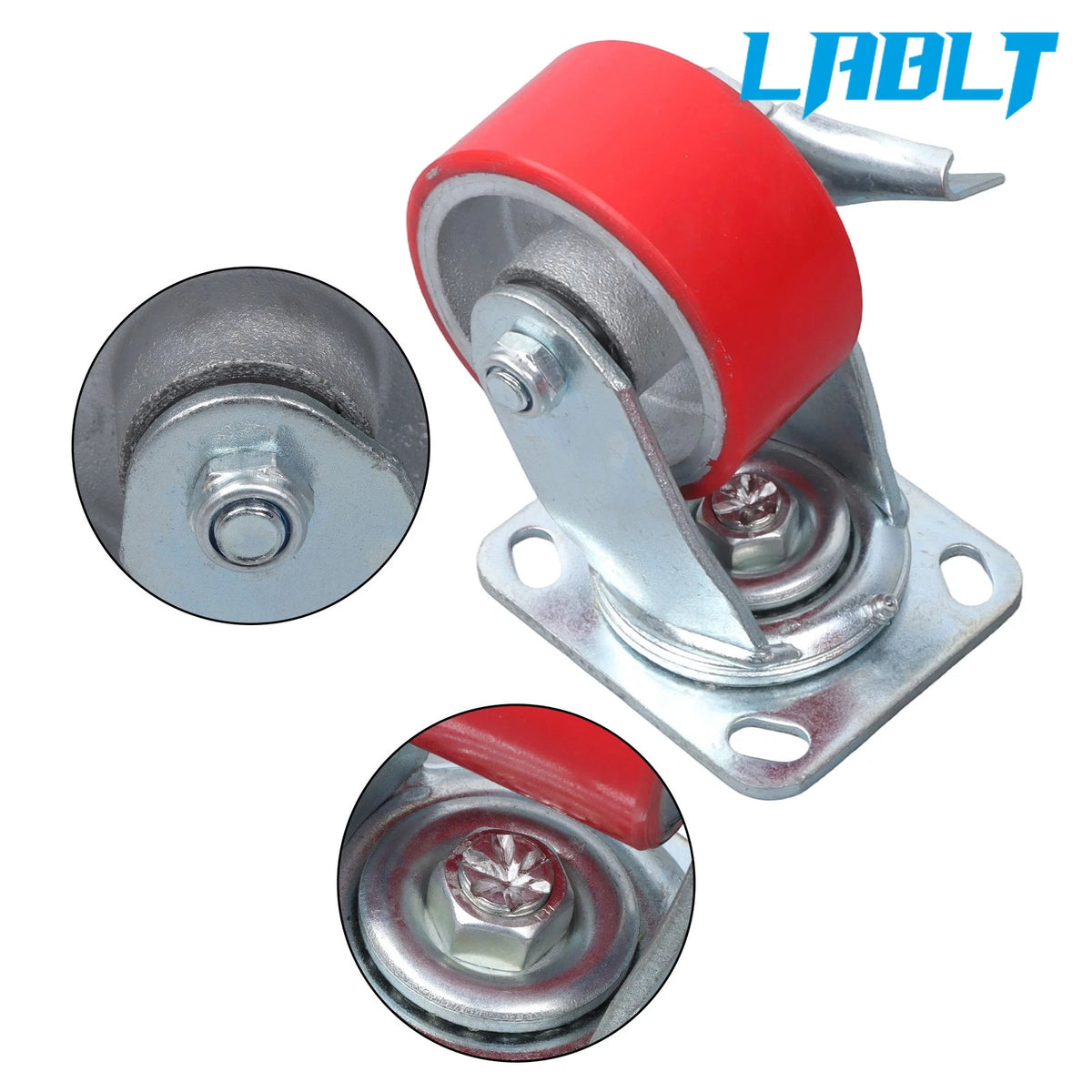 Set of 4 4-Inch Swivel Casters with Side Brakes for LABLT
