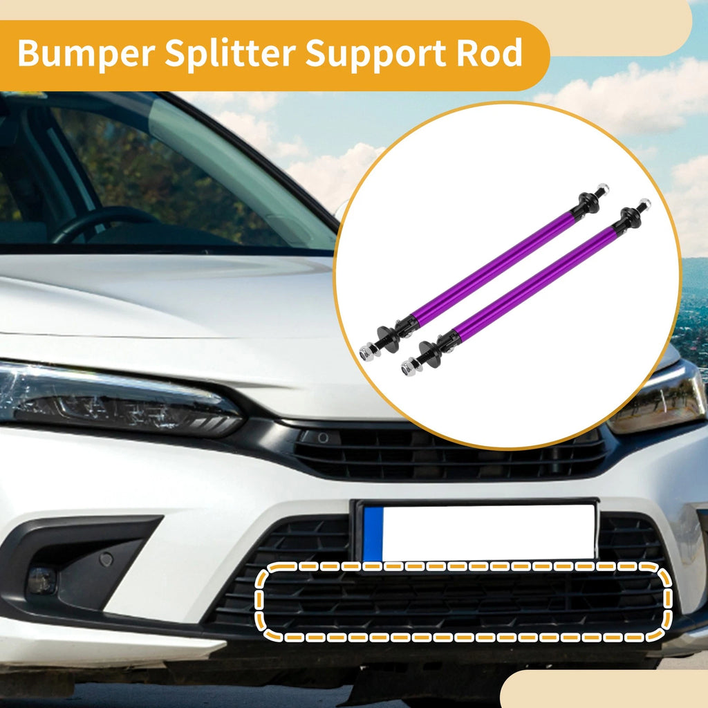 2X Adjustable Front Bumper Lip Splitter Strut Support Bars for Universal